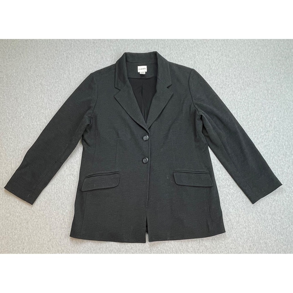 Chicos Blazer Womens Size 2 (Medium/12) Black Stretch 2-Button Single Breast